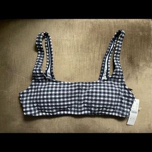 BNWT J. Crew navy gingham bikini top